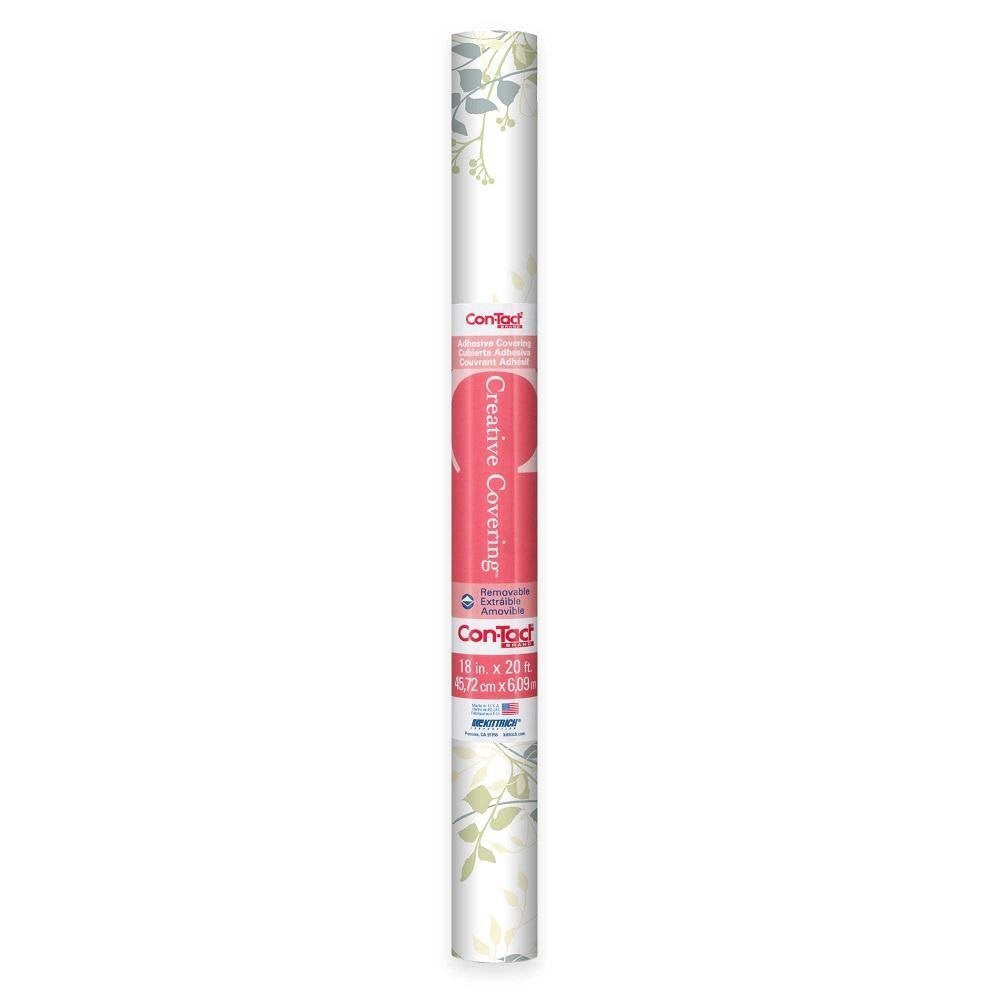 Con-Tact Brand Creative Covering, Self-Adhesive Shelf Liner, Multi-Purpose Vinyl Roll, Easy to Use and Apply, 18'' x 50', Abby Sage