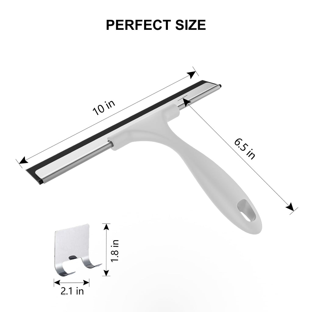 SetSail Squeegee for Shower Glass Door Stainless Steel Shower Squeegee for Glass Doors All-Purpose Window Squeegee for Tile Shower Walls, Sink, Mirror, Bathroom, Car Window Cleaning 10 Inches, Balck