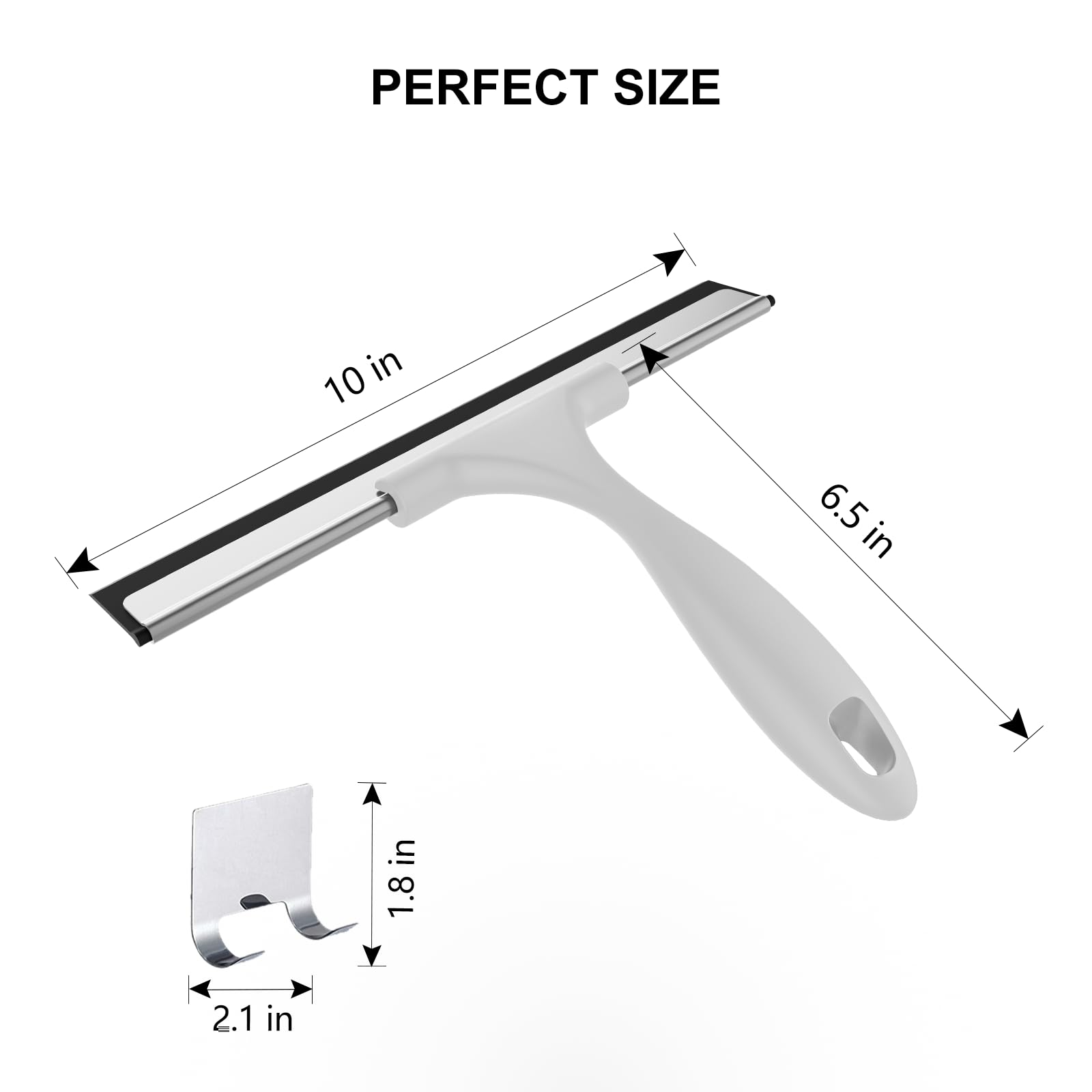 SetSail Squeegee for Shower Glass Door Stainless Steel Shower Squeegee for Glass Doors All-Purpose Window Squeegee for Tile Shower Walls, Sink, Mirror, Bathroom, Car Window Cleaning 10 Inches, Balck