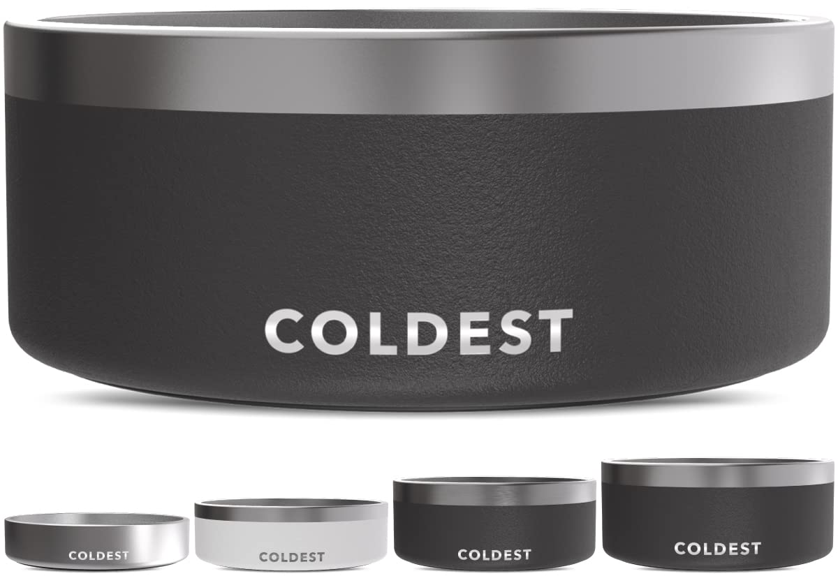 Coldest Dog Bowl - Anti Rust Metal, Non Slip, 3 Layers Insulated Stainless Steel Dog Bowls - Spill Proof & Heavy Duty - Water Bowl for Dogs, Cats & Pets, Dish Washer Safe (21 oz, Mars Red Glitter)