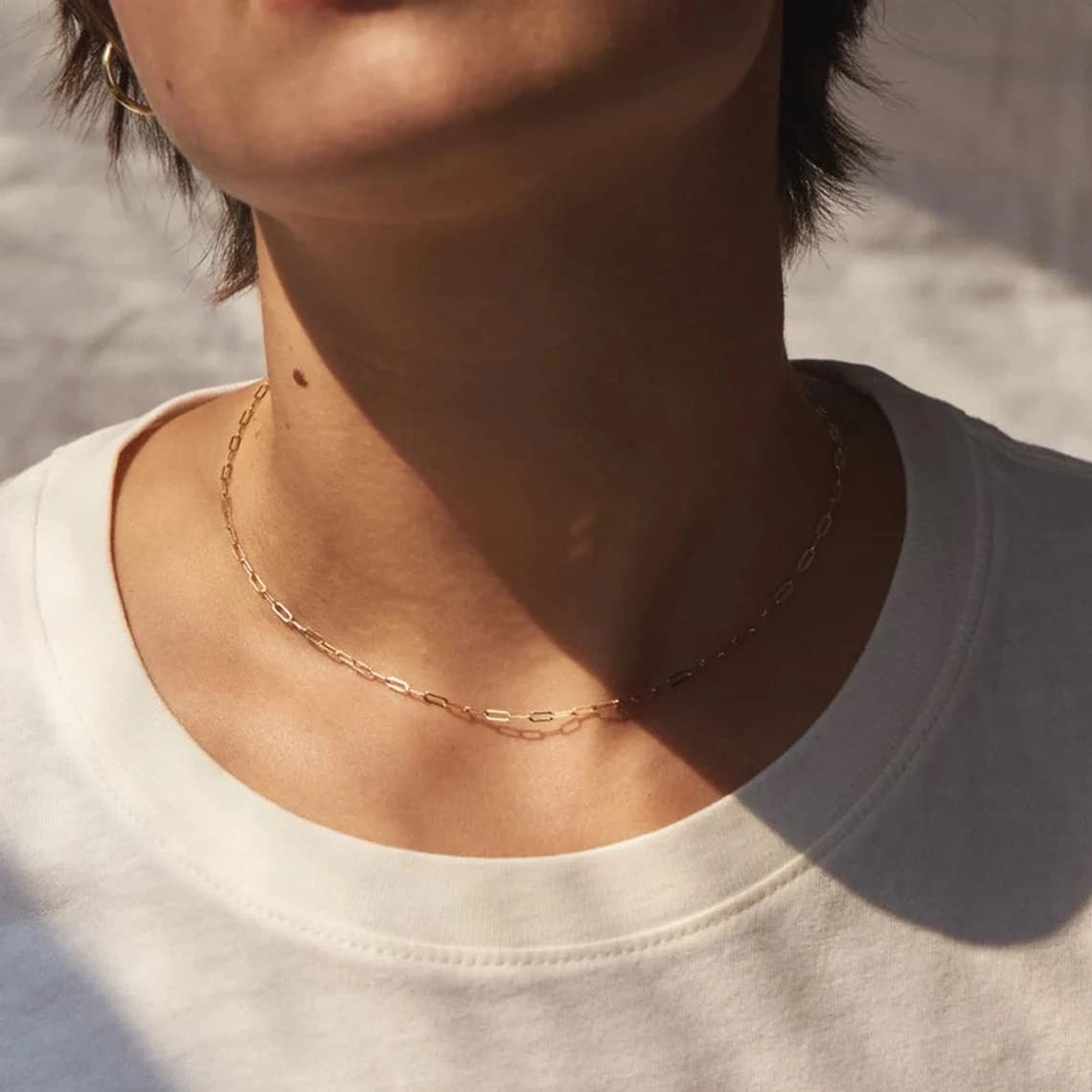 BERISO 14K Gold/Silver Plated Choker Necklace for Women Shining Dots Station Gold Chain Necklace Beads Sparkle Chain Necklace Link Chain Exquisite Jewelry for women