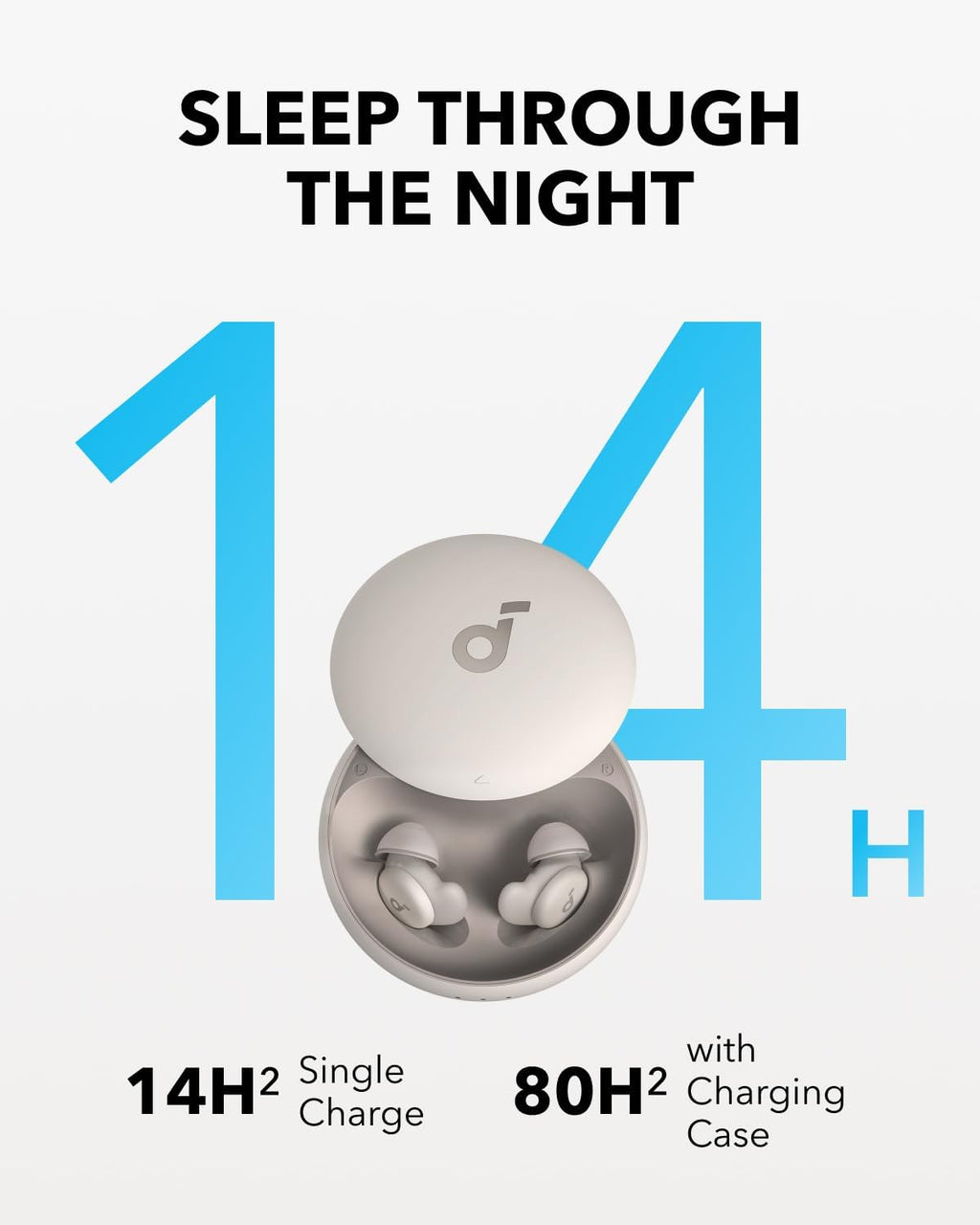 Soundcore Sleep A20 by Anker Sleep Earbuds with Multiple Ear Tips and Wings | 30 dB High-Frequency Noise Reduction, Side Sleeper Comfort, 80H Playtimae, Stream Content via Bluetooth 5.3, Sleep Tracking