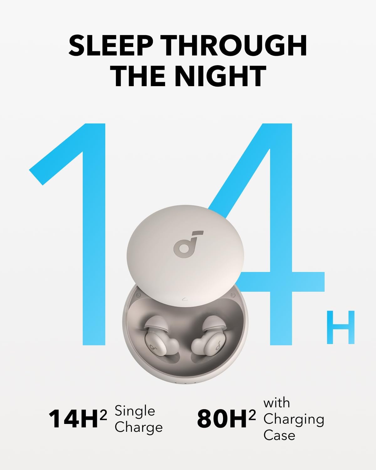 Soundcore Sleep A20 by Anker Sleep Earbuds with Multiple Ear Tips and Wings | 30 dB High-Frequency Noise Reduction, Side Sleeper Comfort, 80H Playtimae, Stream Content via Bluetooth 5.3, Sleep Tracking