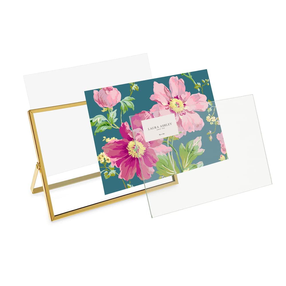 Laura Ashley 2x3 Rose Gold Flat Metal Picture Frame (Vertical) with Pull-Out Easel Stand, Made for Tabletop, Counterspace, Shelf and Desk (2x3, Rose Gold)