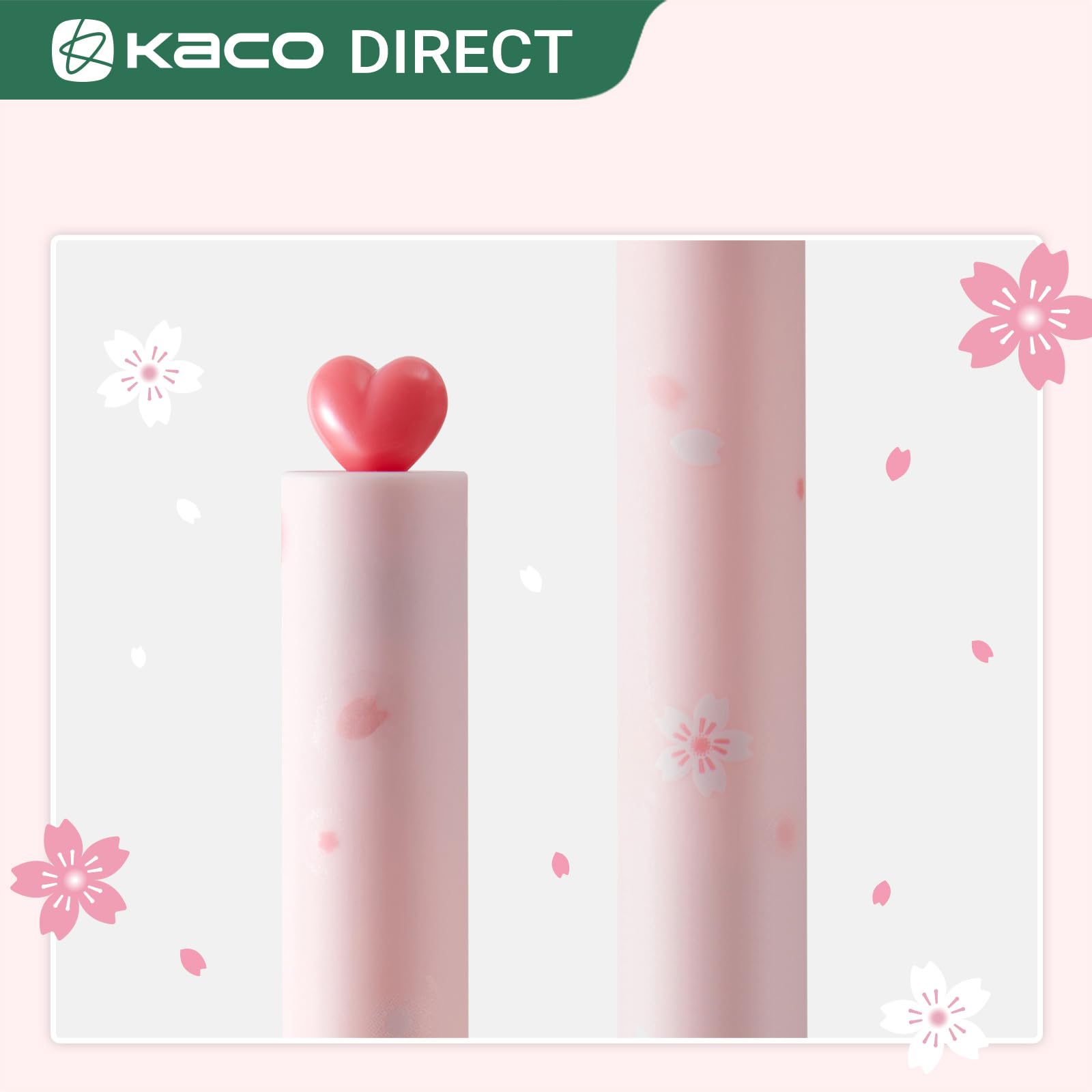 Kaco FIRST Gel Pens, Pack of 2 Pieces Cute Stationery Heart Pen Set with Extra 4 Black Refills Quick Drying Holiday Office Supplies (2 Colors)