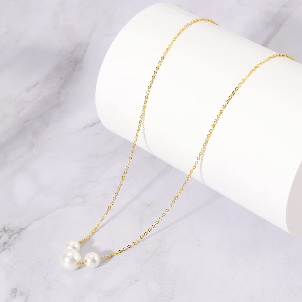 Pearl Necklaces for Women,14K Real Gold Plated Dainty Cute Pearl Necklace for Women Handmade Pearl Chain Necklace Everyday Jewelry Gift