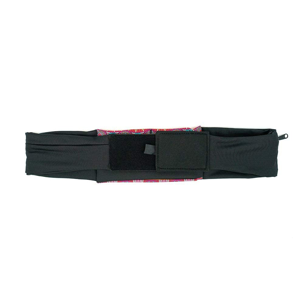 3 Pocket Adjustable Running Belt Waist Pack, Fanny Pack For Working Out With Sweat Resistant Backing, Holds All iPhone Models (Black/Black, X-Small)