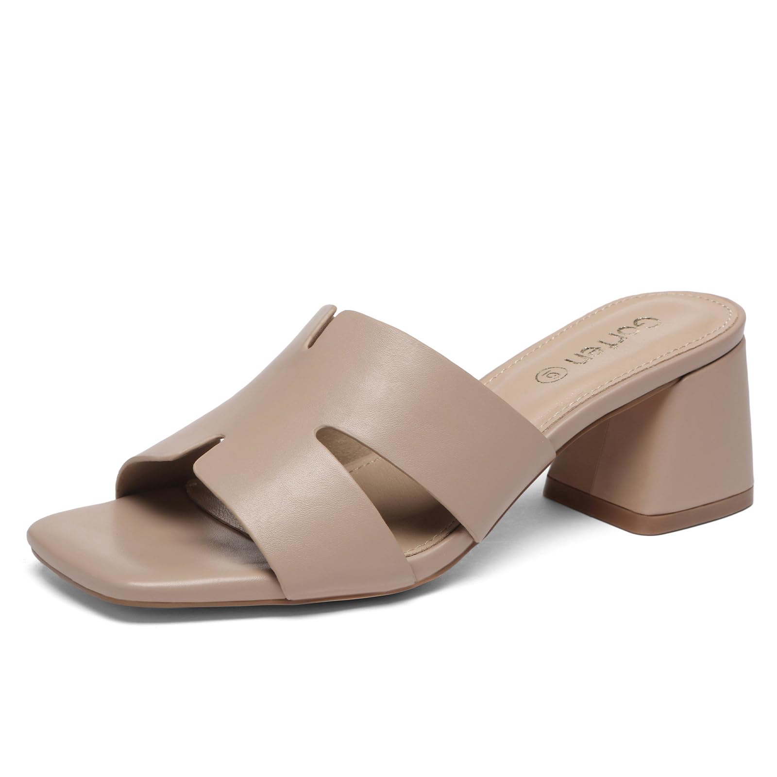 Women's Square Open Toe Sandals Low Block Chunky Heel Slip on Comfortable Casual Sandals for Daily Wear