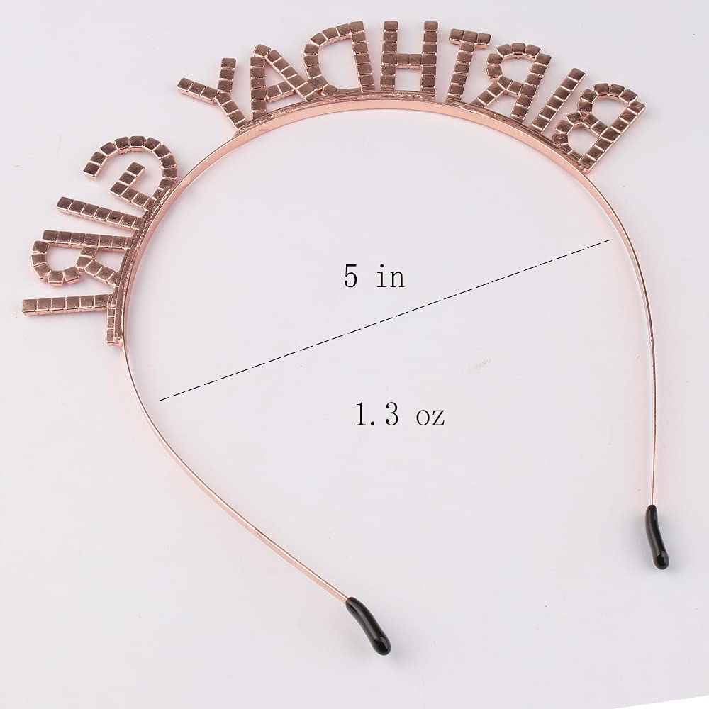 AOPRIE Birthday Girl Headband - Baroque Tiara for Women & Girls, Princess Crown Rhinestone Accessory