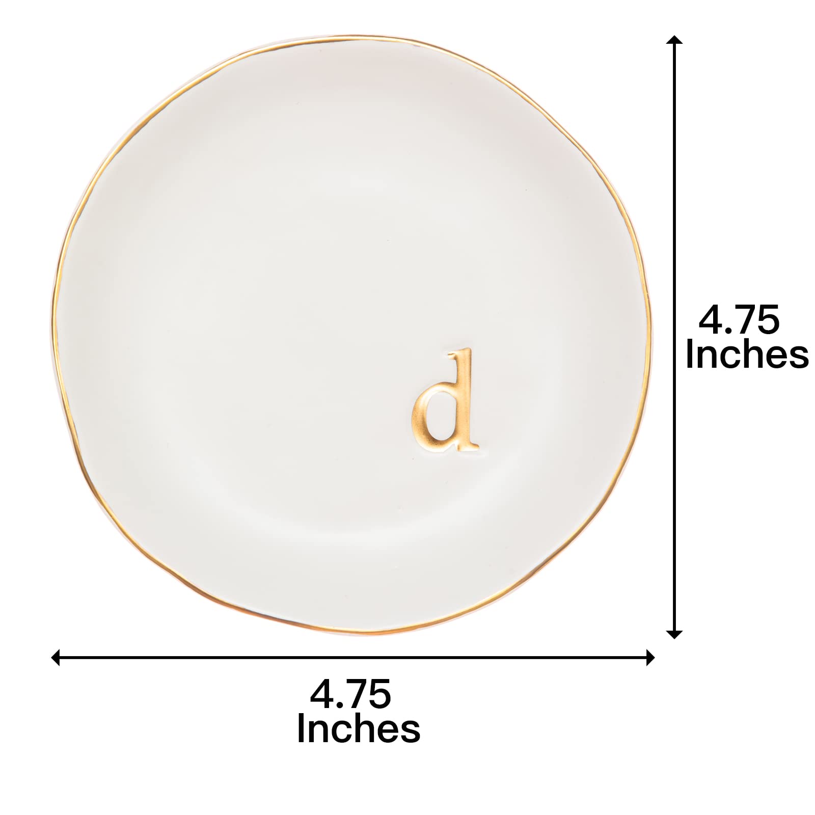 COLLECTIVE HOME - Ceramic Jewelry Tray, Decorative Trinket Dish for Rings Earrings Necklaces Bracelet Watch Keys, Birthday Mother's Day Christmas Gift for Women, 4.75", White Surface (A)