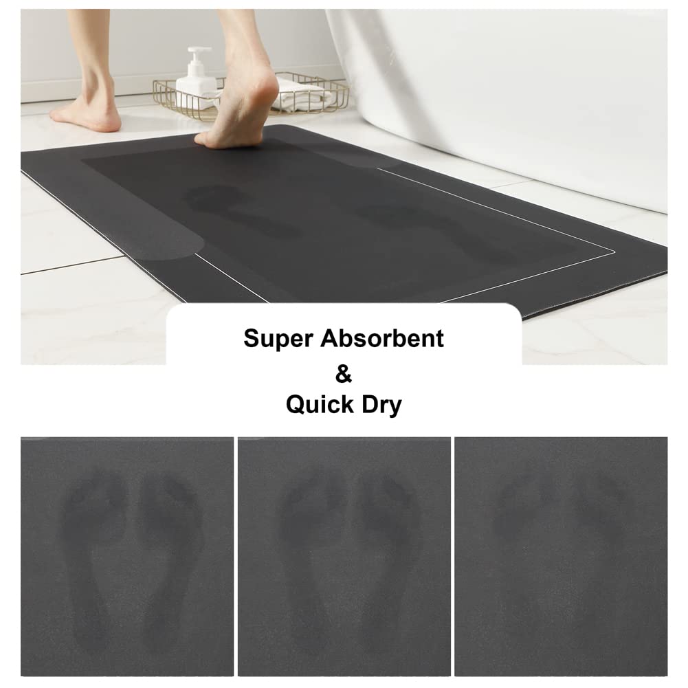 HelloTree 2Pcs Ultra Soft Napa Skin Bath Mat and U-Shaped Toilet Rug, Water Absorbent and Non Slip Shower Bath Rug for Bathroom, Tub and Shower - 20"x32"+20"x24", Blue