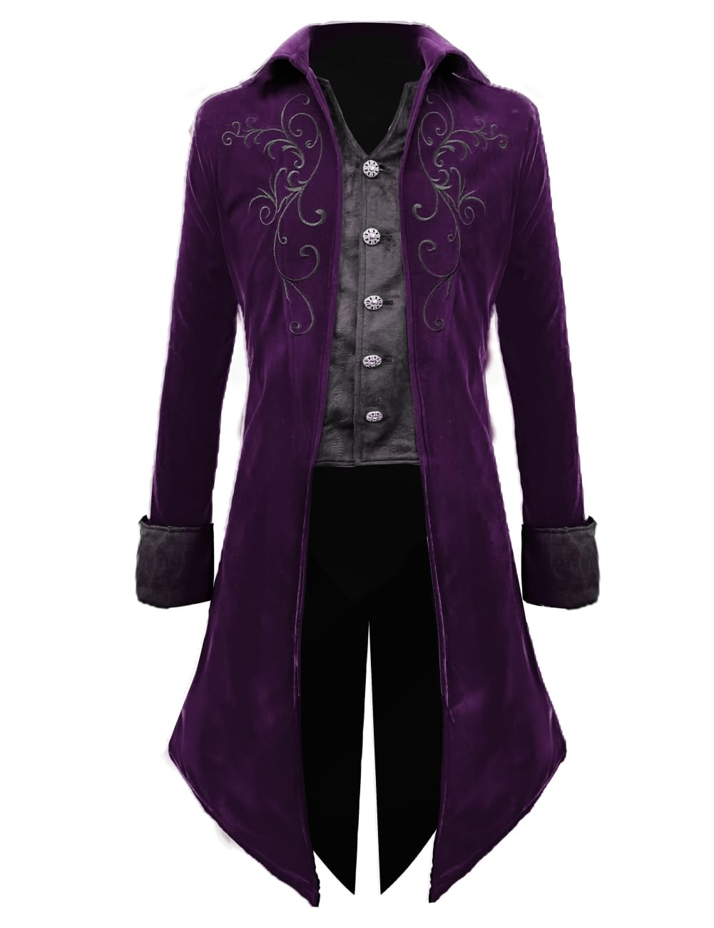 Crubelon Mens Steampunk Tailcoat Jacket Gothic Medieval Victorian Frock Coat