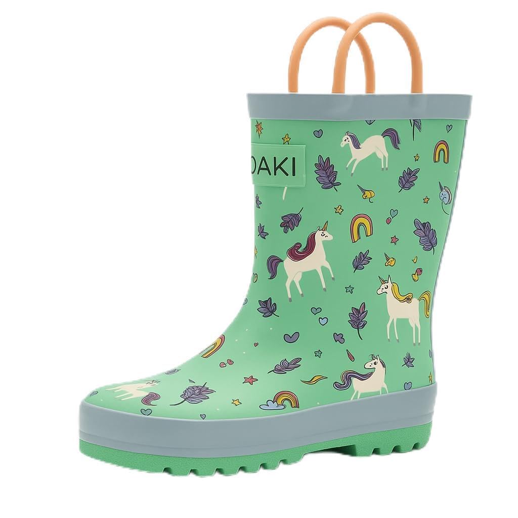 OAKI Toddler Rain Boots - Perfect Kids Rain Boots for Any Weather - Durable Rubber Baby Rain Boots Keep Little Feet Dry, Lightweight Waterproof with Easy-on Handle