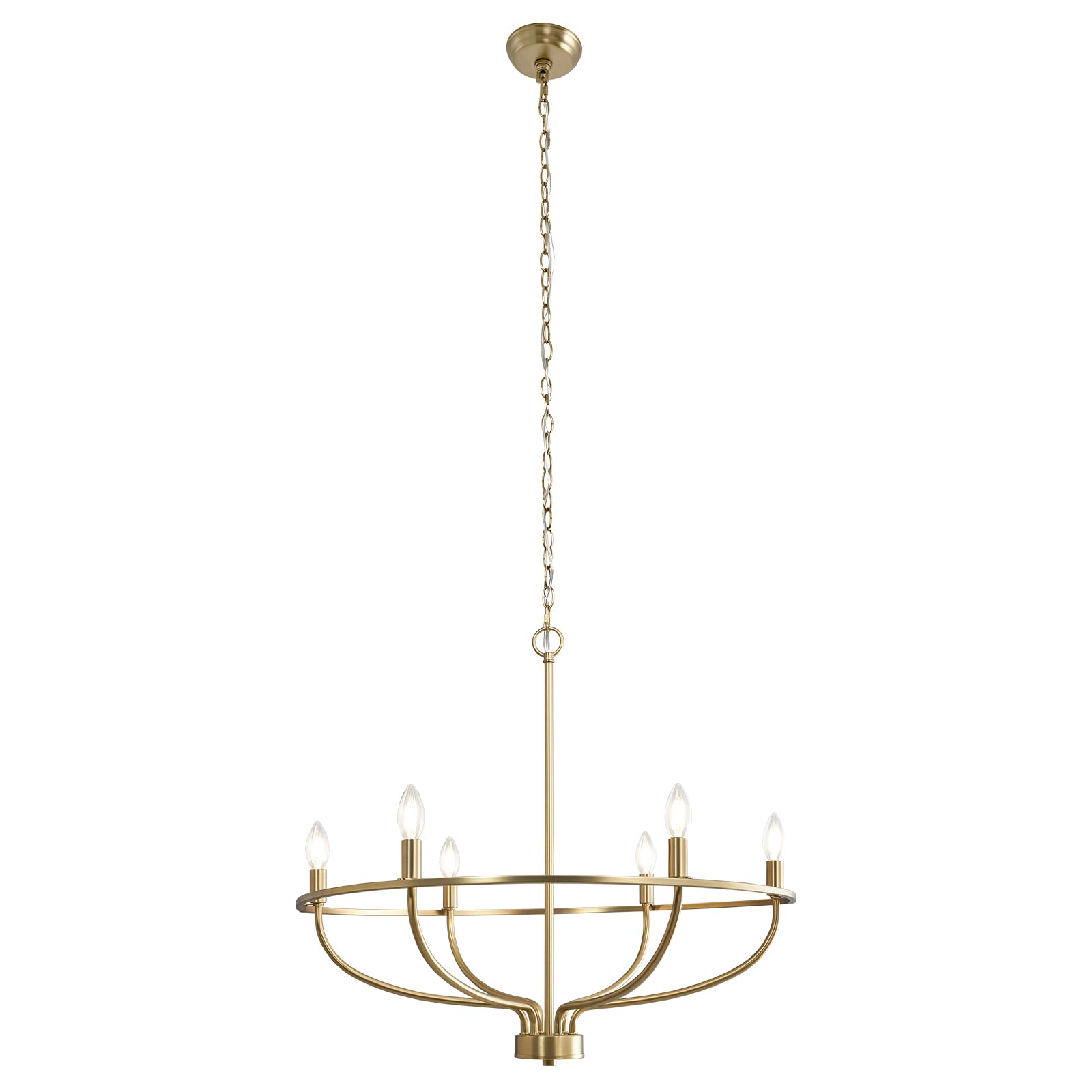 Black Chandelier 6-Light Dining Room Chandelier Kitchen Chandeliers Over Table Round Living Room Chandelier Light Fixture for Bedroom, Kitchen, Foyer
