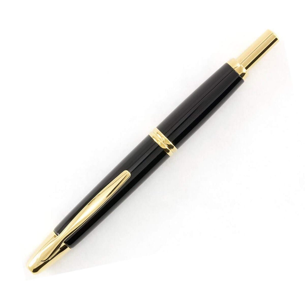 PILOT Vanishing Point Collection Refillable & Retractable Fountain Pen, Black Carbonesque Barrel with Rhodium Accents, Blue Ink, Medium Nib (60246)