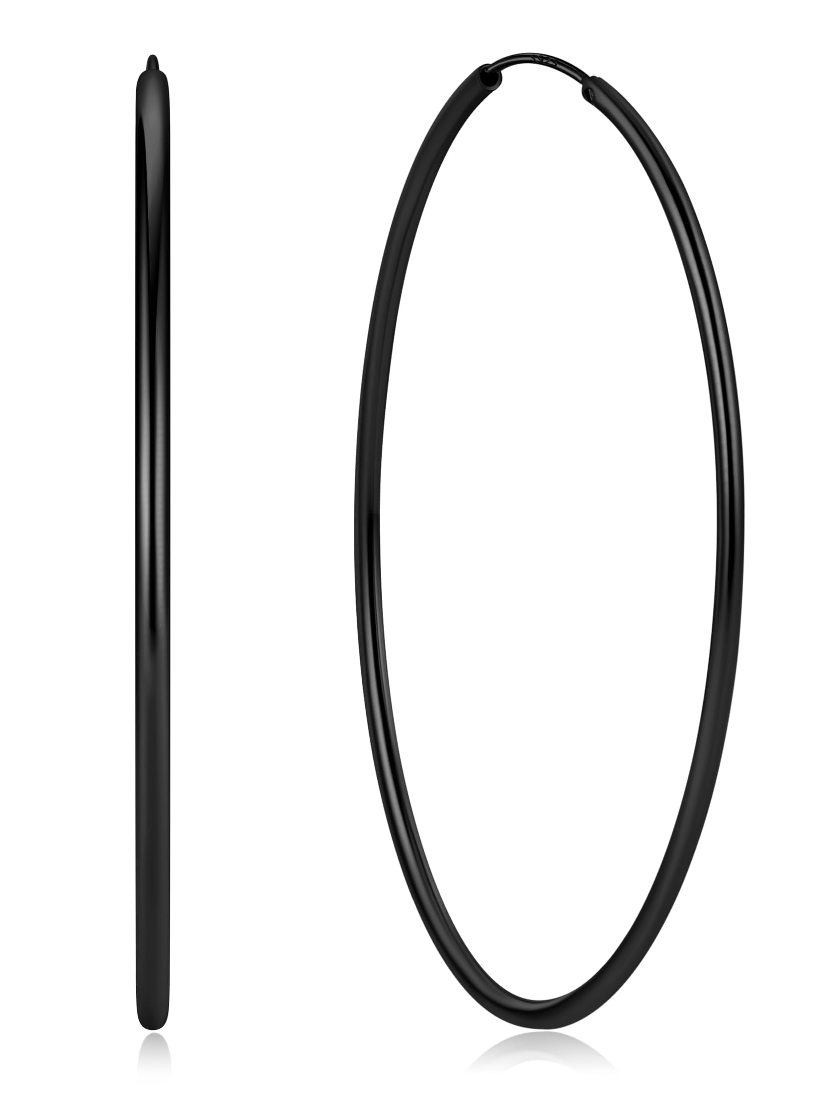 ChicSilver 925 Sterling Silver Hoop Earrings for Women Hypoallergenic, Lightweight Large Gold Plated Silver Hoop Earrings, Endless Hoops Earring 20/30/40/50/60/70MM