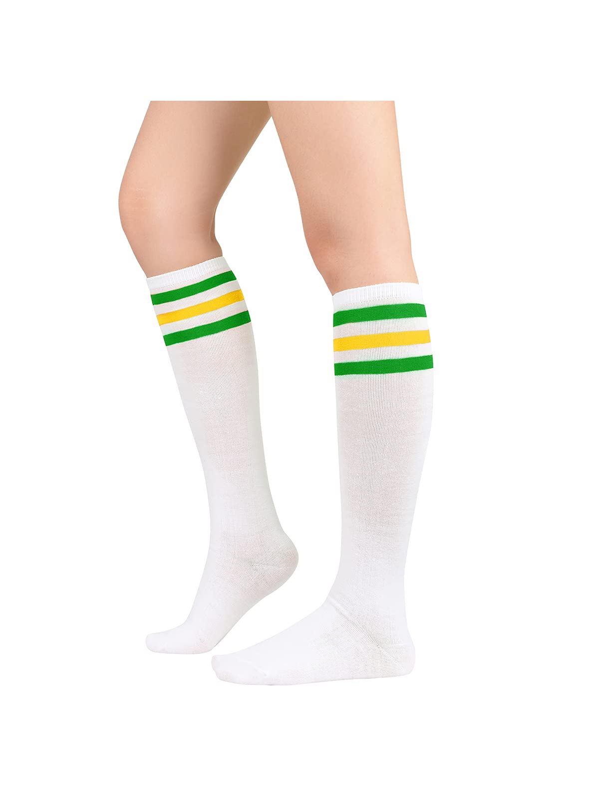 Century Star Knee High Striped Socks for Women - Long Thin Tube Sports Thigh High Socks Tall Stockings