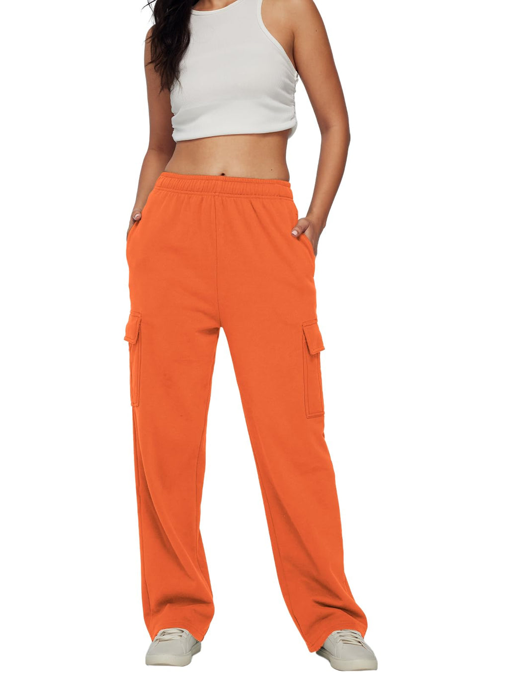 AUTOMET Womens Cargo Sweatpants Baggy Fleece High Waisted Joggers Sweat Pants Athletic Pants