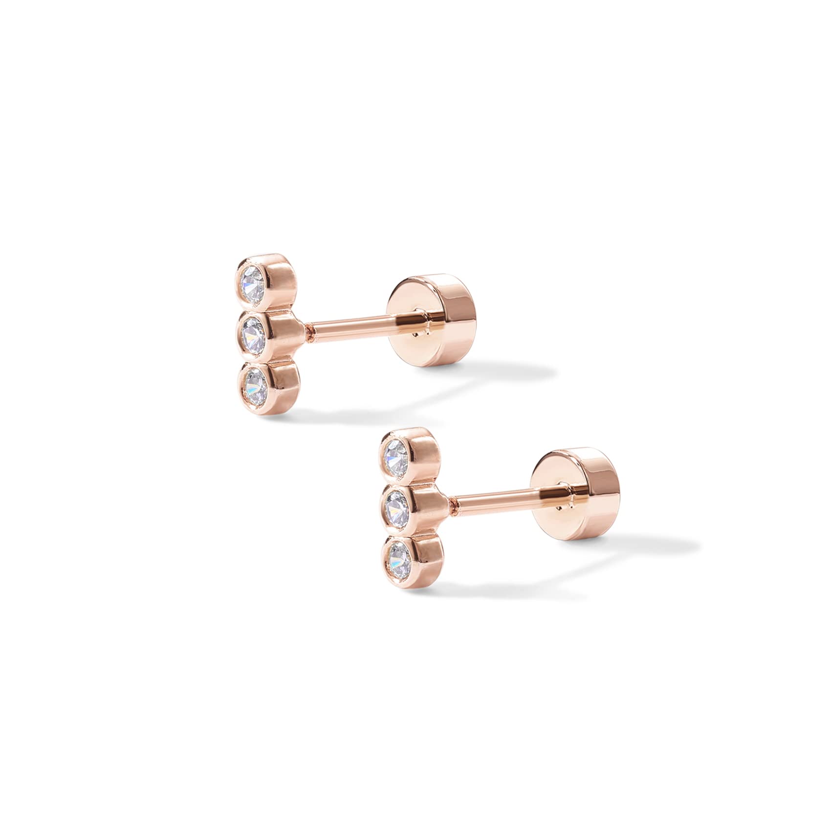 PAVOI 14K Gold Plated Flat Back Earrings | Solid 925 Sterling Silver Posts | Helix Cartilage Earrings for Women | Cubic Zirconia Stud Earrings | Trending Fashion Jewelry