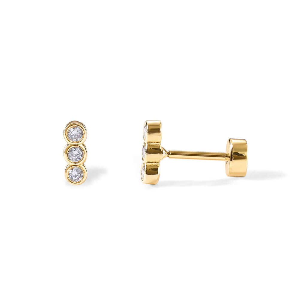 PAVOI 14K Gold Plated Flat Back Earrings | Solid 925 Sterling Silver Posts | Helix Cartilage Earrings for Women | Cubic Zirconia Stud Earrings | Trending Fashion Jewelry