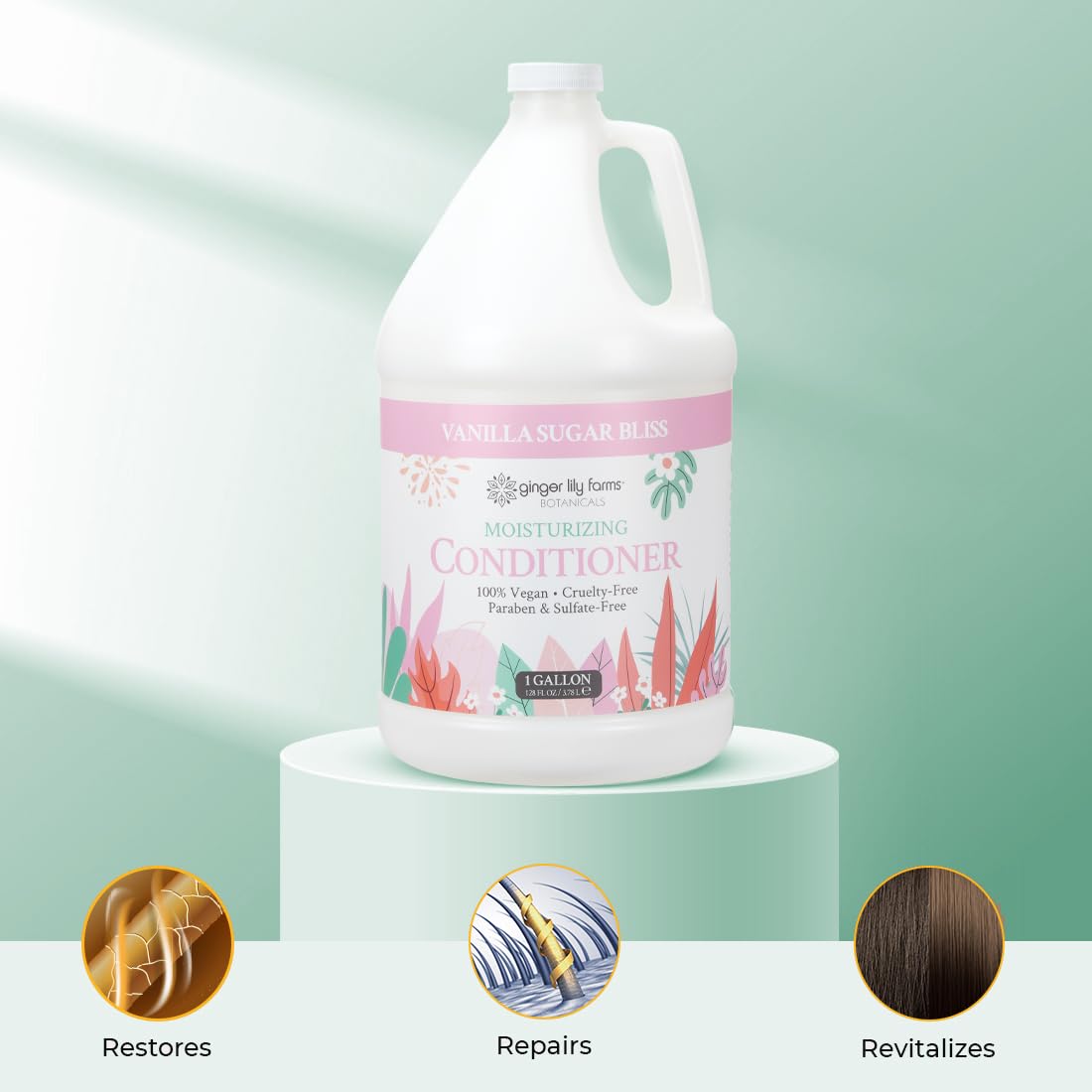 Ginger Lily Farms Botanicals Moisturizing Conditioner for Dry Hair, 100% Vegan & Cruelty-Free, Apple Pear Scent, 1 Gallon Refill (128 fl oz)