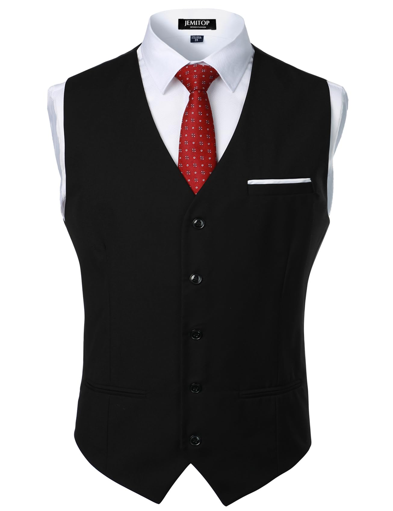 JEMITOP Men's Classic Slim Fit Dress Vest Formal Wedding Prom Tuxedo Suit Vest with Pocket