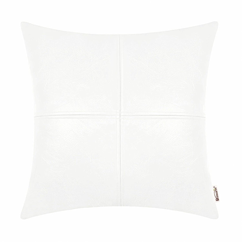 BRAWARM Faux Leather Throw Pillow Covers 16 X 16 Inches, Black Leather Pillow Cover, Hand Stitched Leather Decorative Pillow Cover for Couch Sofa Bed Living Room Home Garden