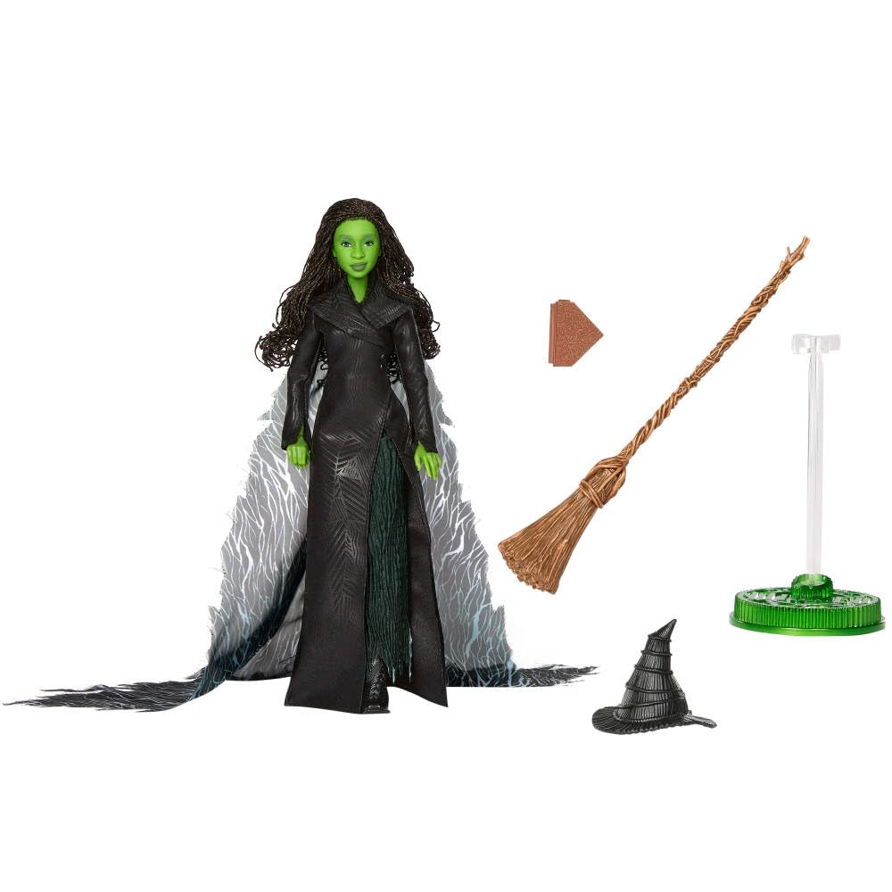 Mattel Universal Pictures Wicked: Muñeca de moda Elphaba For Good de lujo con atuendo extraíble y 4 accesorios, inspirada en la película