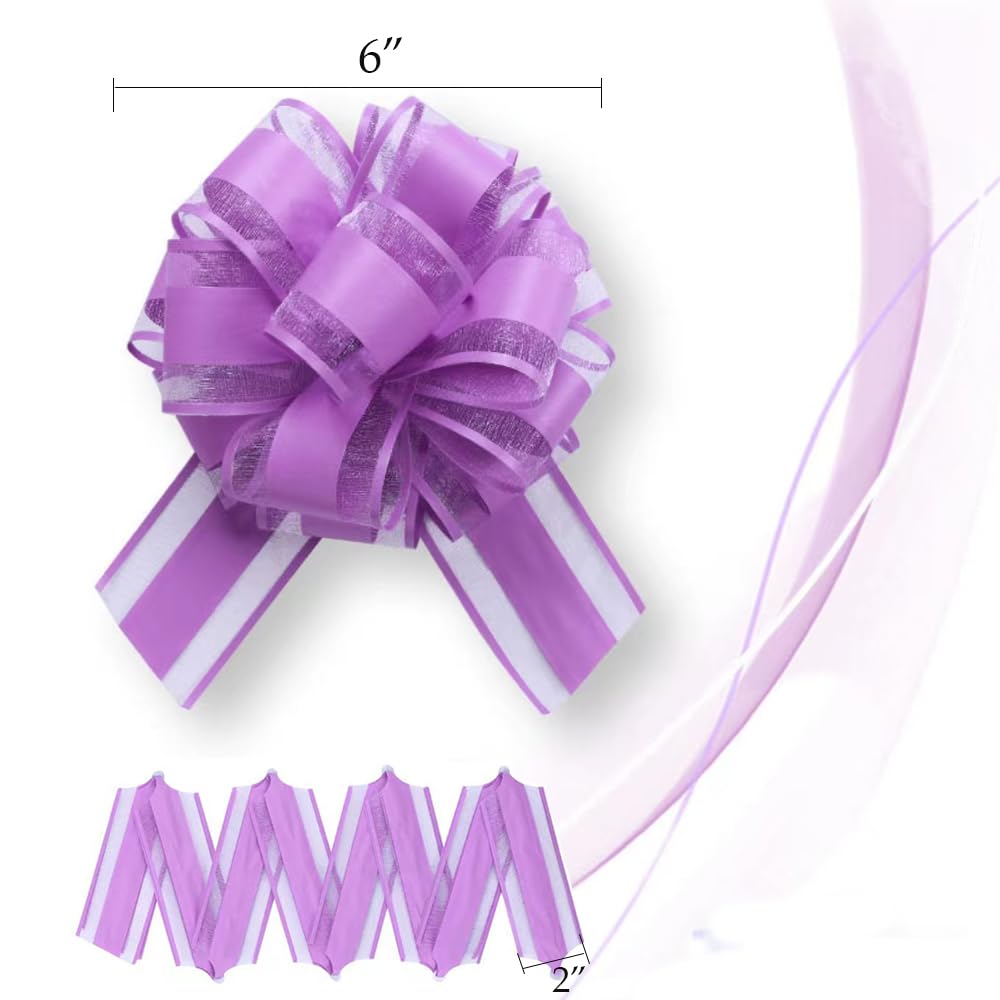6 PCS Large Pull Bows,Bow for Gift Wrapping,6 inches,Christmas Party Birthday Gift Wedding Ribbon Bows for Wrapping Boxes or Flower Decorations, Valentine's Day Gift Decorations