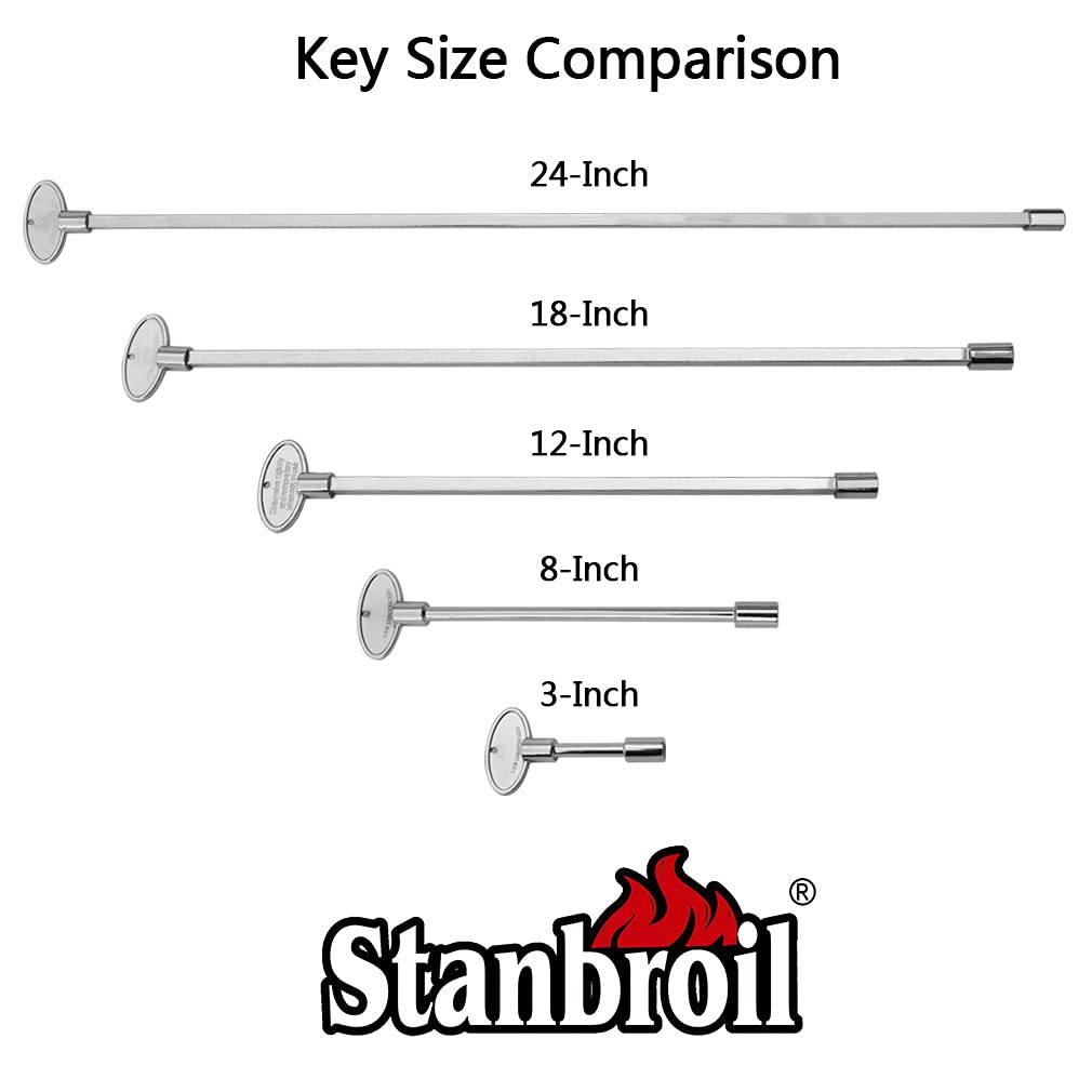 Stanbroil 3-Inch Gas Valve Key Fits 1/4" and 5/16" Turn Ball Valve for Gas Fire Pits and Fireplaces, Polished Chrome