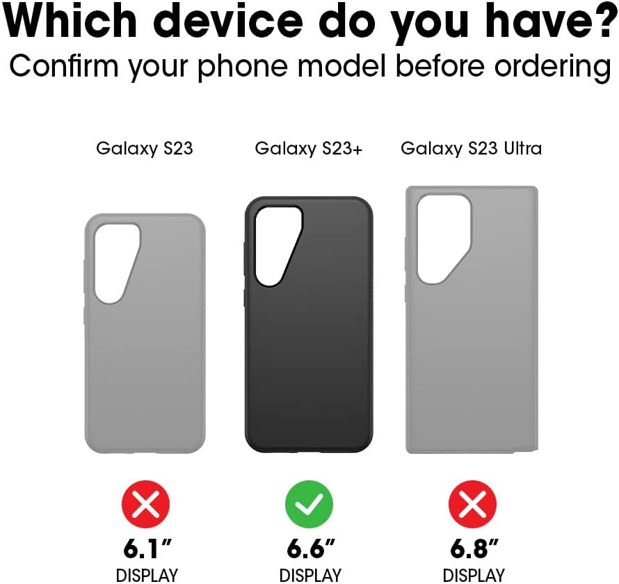 OtterBox Galaxy S23+ Commuter Series Case - BLACK , slim & tough, pocket-friendly, with port protection | Tough