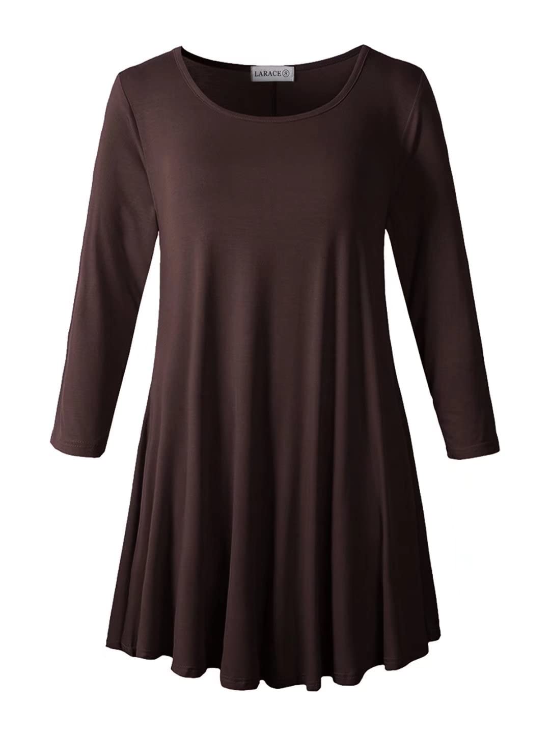 LARACE 3/4 Sleeve Shirts for Women Plus Size Tunic Dressy Top Loose Fit Flare T-Shirt