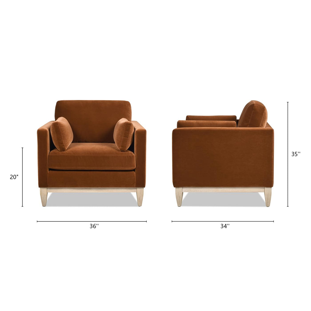 Jennifer Taylor Home Knox 84" Modern Farmhouse Performance Velvet Fabric Living Room Sofa Couch in Burnt Orange