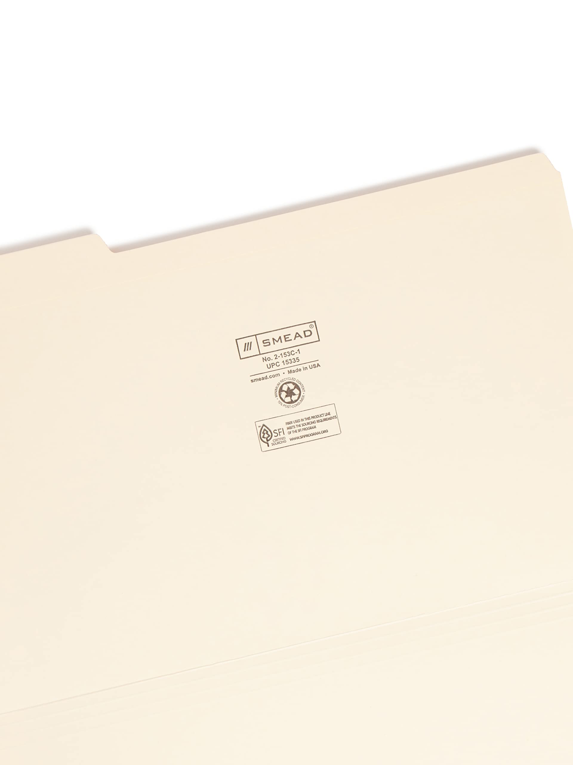 Smead File Folder, Reinforced 1/3-Cut Tab, Center Position, Legal Size, Manila, 100 per Box (15336)