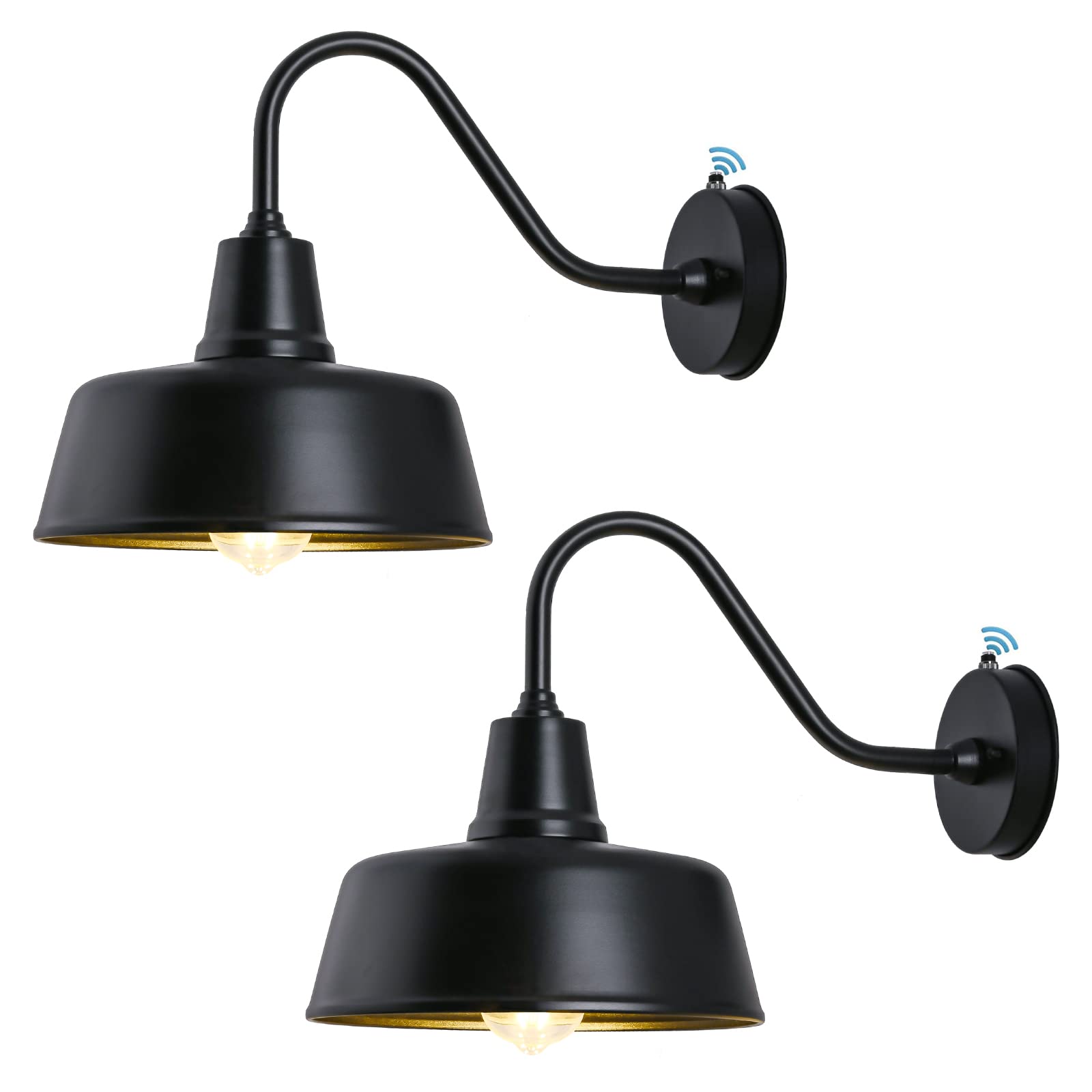 Barn Lights Outdoor Gooseneck Lighting, Dusk to Dawn Black Exterior Barn Lights for House, Farmhouse Wall Lighting Fixtures with Sensor for Porch Garage (1, 11" Diameter)