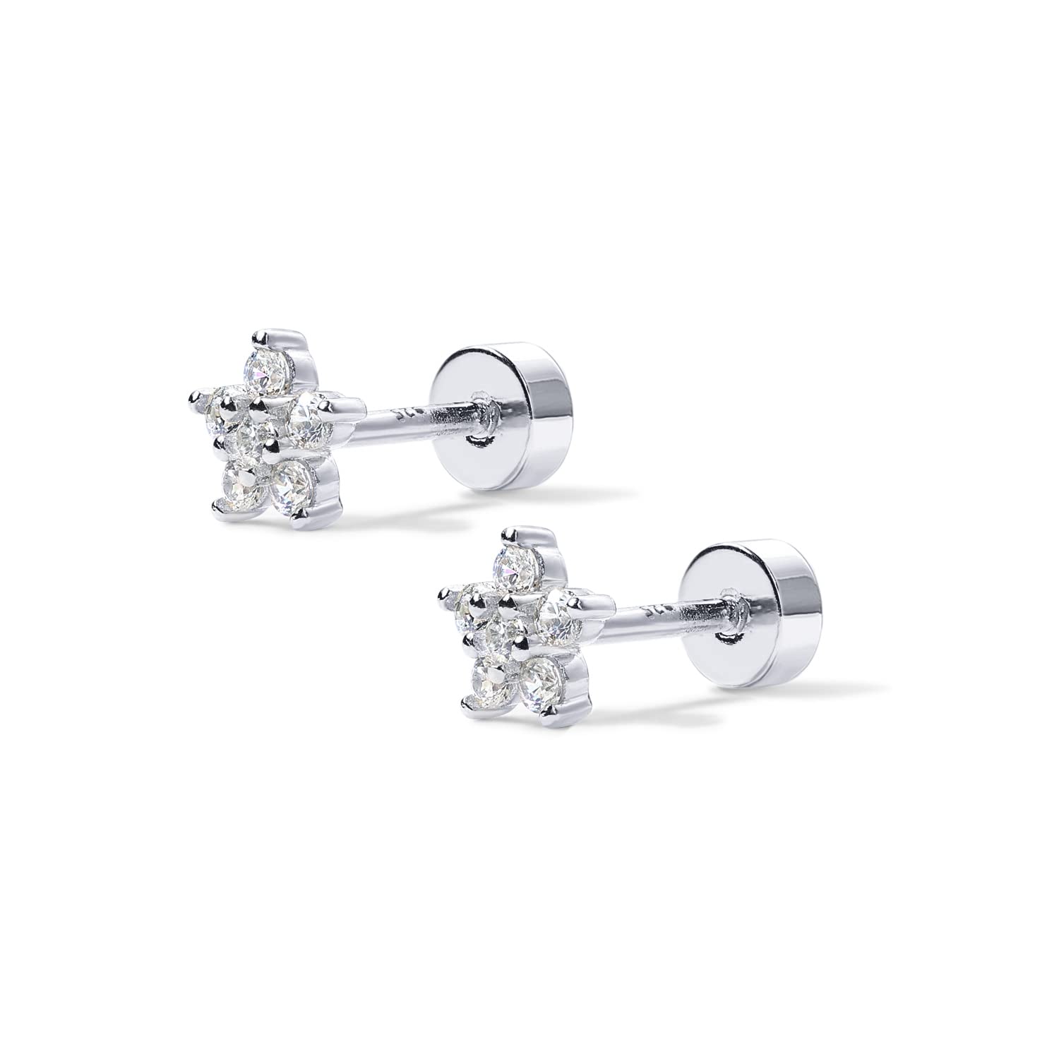 PAVOI 14K Gold Plated Flat Back Earrings | Solid 925 Sterling Silver Posts | Helix Cartilage Earrings for Women | Cubic Zirconia Stud Earrings | Trending Fashion Jewelry