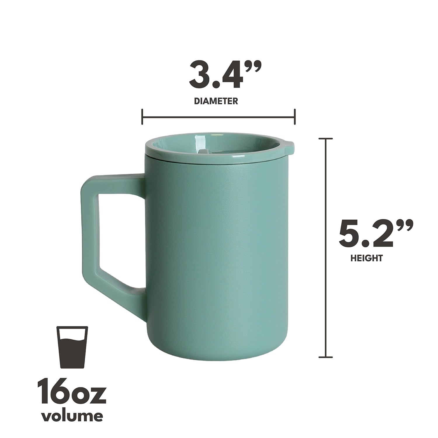 Elemental Insulated Coffee Mug - Triple-Wall Stainless Steel Summit Travel Cup for Hot and Cold Drinks - Thermal Coffee Mug with Lid and Handle for Camping, Office & Travel 12oz - Black