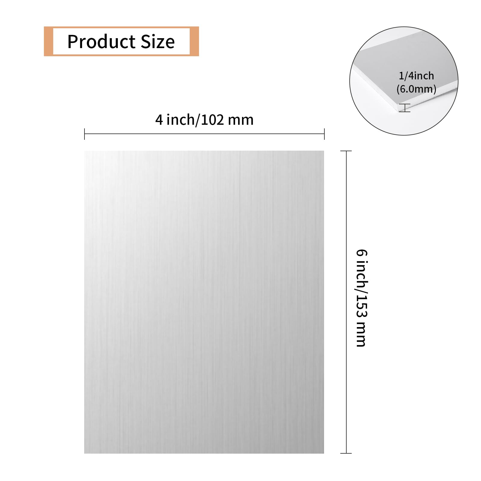 5PCS 6061 Aluminum Sheet Metal 1/4" x 4" x 4", Aluminum Plates Covered with Protective Film, Heat Treatable Aluminum Flat Bar for DIY Craft, Industry