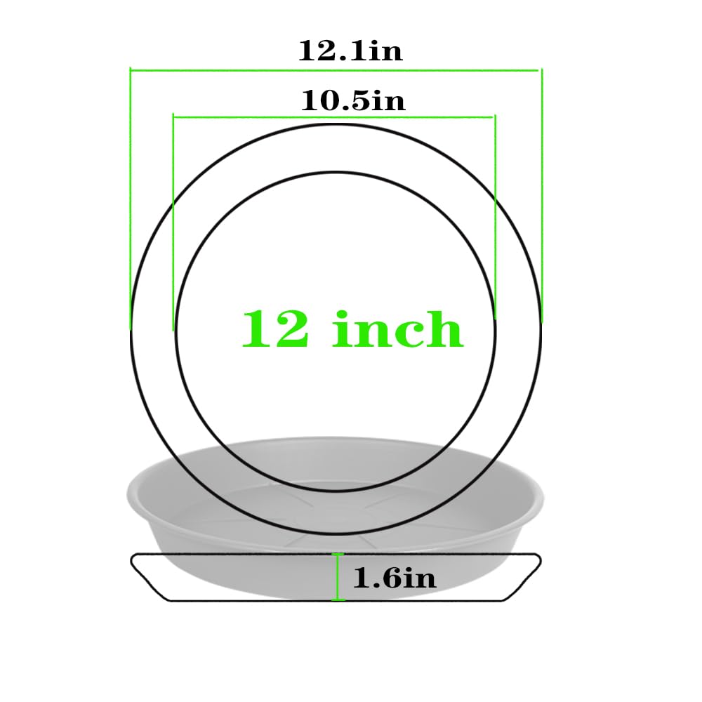 OVZILKI 6 Pack of Plant Saucer Tray 4 6 8 10 12 14 17 19 22 25 inch, Heavy Duty Plastic Pot Plant Drip Trays Saucers for Indoors Outdoor, Plant Water Tray for Planters 3-5" (4", Beige)