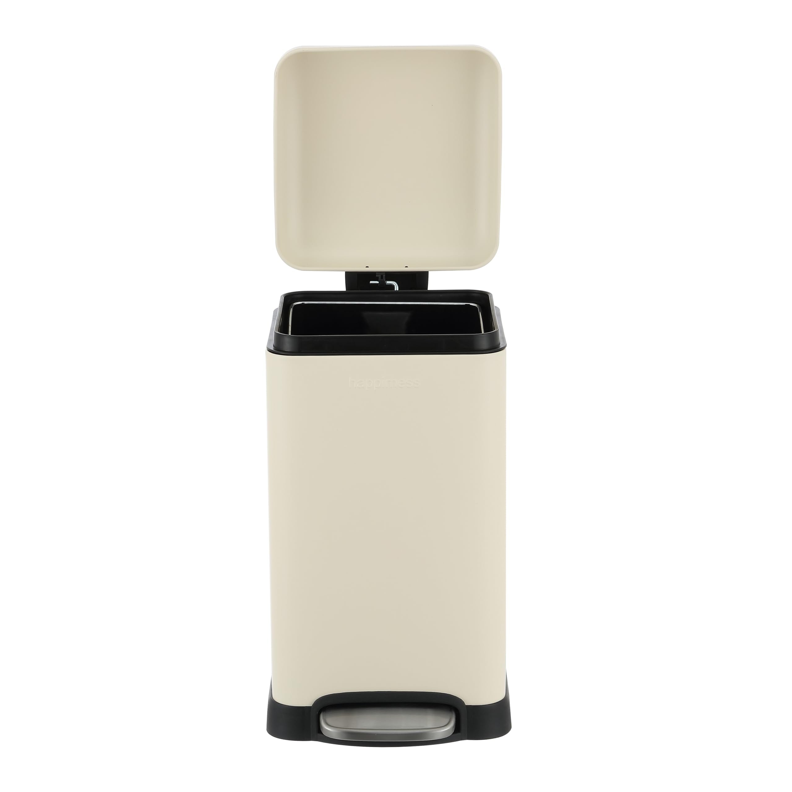 happimess HPM1012B Betty Retro Mini 3.2-Gallon Step-Open Trash Can with Soft-Close Lid, Modern, Minimalistic, Fingerprint Proof for Home, Kitchen, Laundry Room, Office, Bedroom, Bathroom, Black