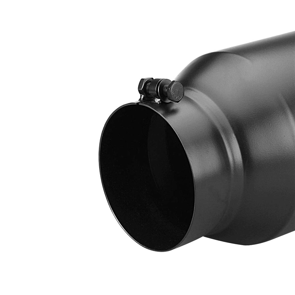 LCGP 5" Inlet Exhaust Tip, 6" Outlet 15" Long Bolt On Stainless Steel Diesel Exhaust Tailpipe Black