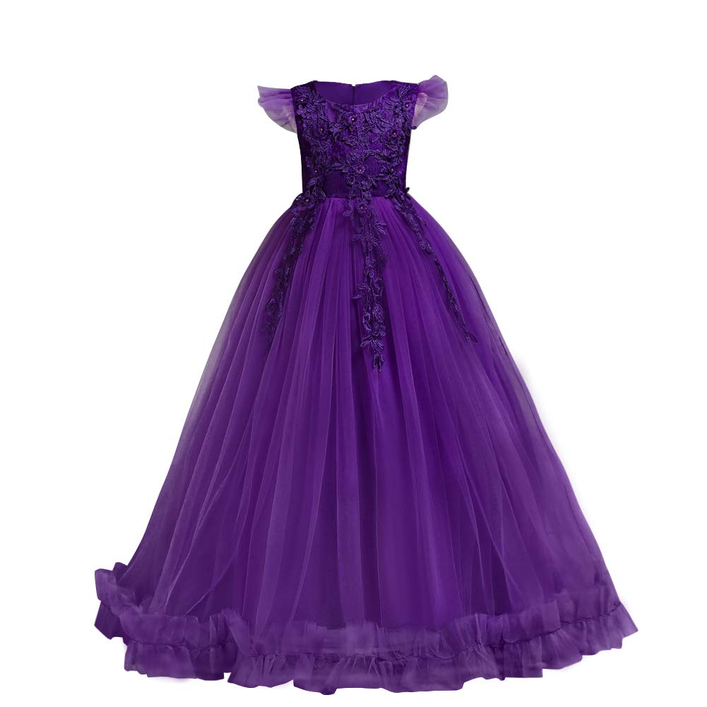 Flower Girls Maxi Dress Bridesmaid Wedding Pageant Party Princess Communion Floral Boho Vintage Lace Dance Gown