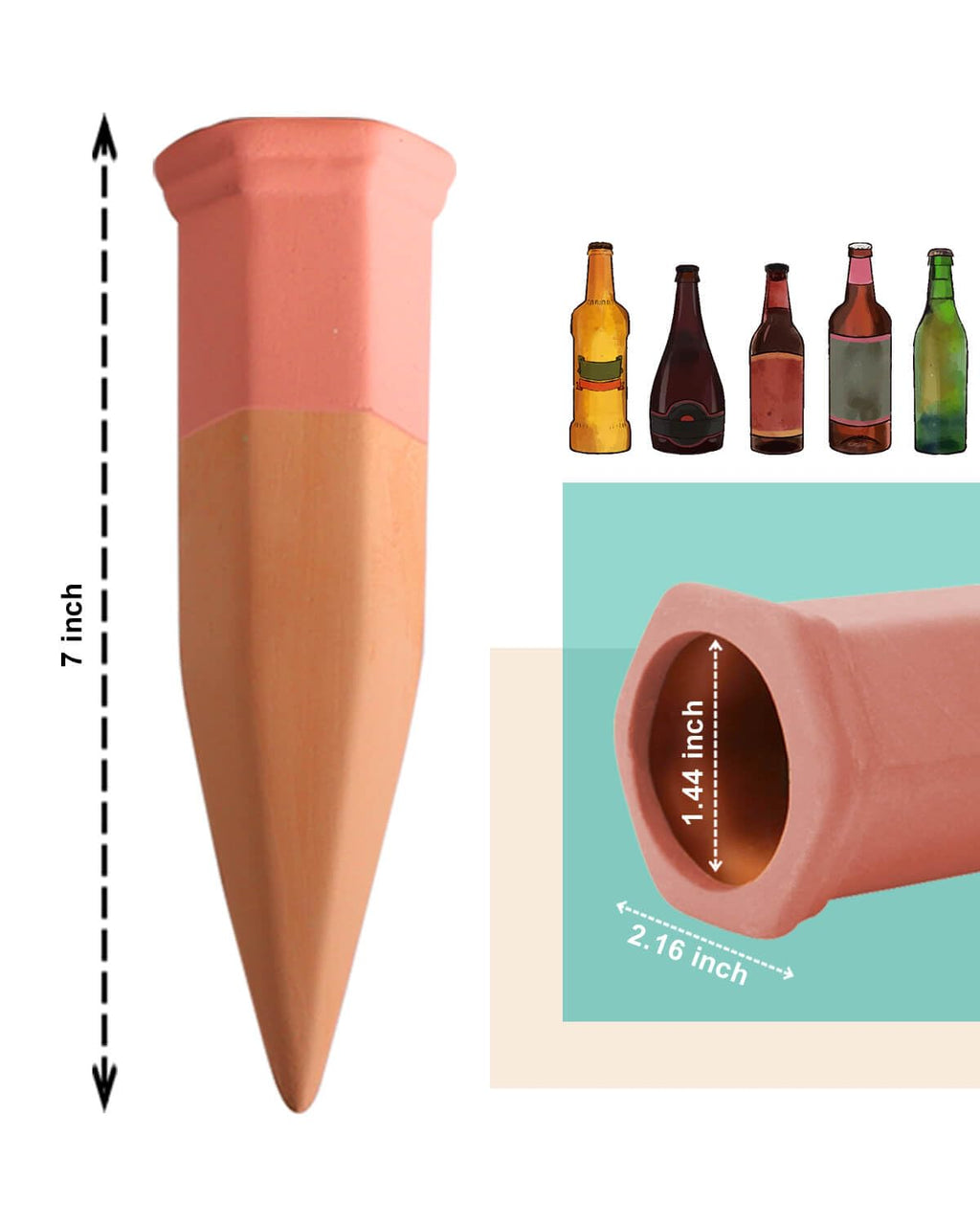 vensovo Terracotta Self Watering Spikes - 24 Pcs Potted Plant Watering Devices Vacation Self-Watering Stakes for Outdoor, Indoor Plants, Wine Bottle
