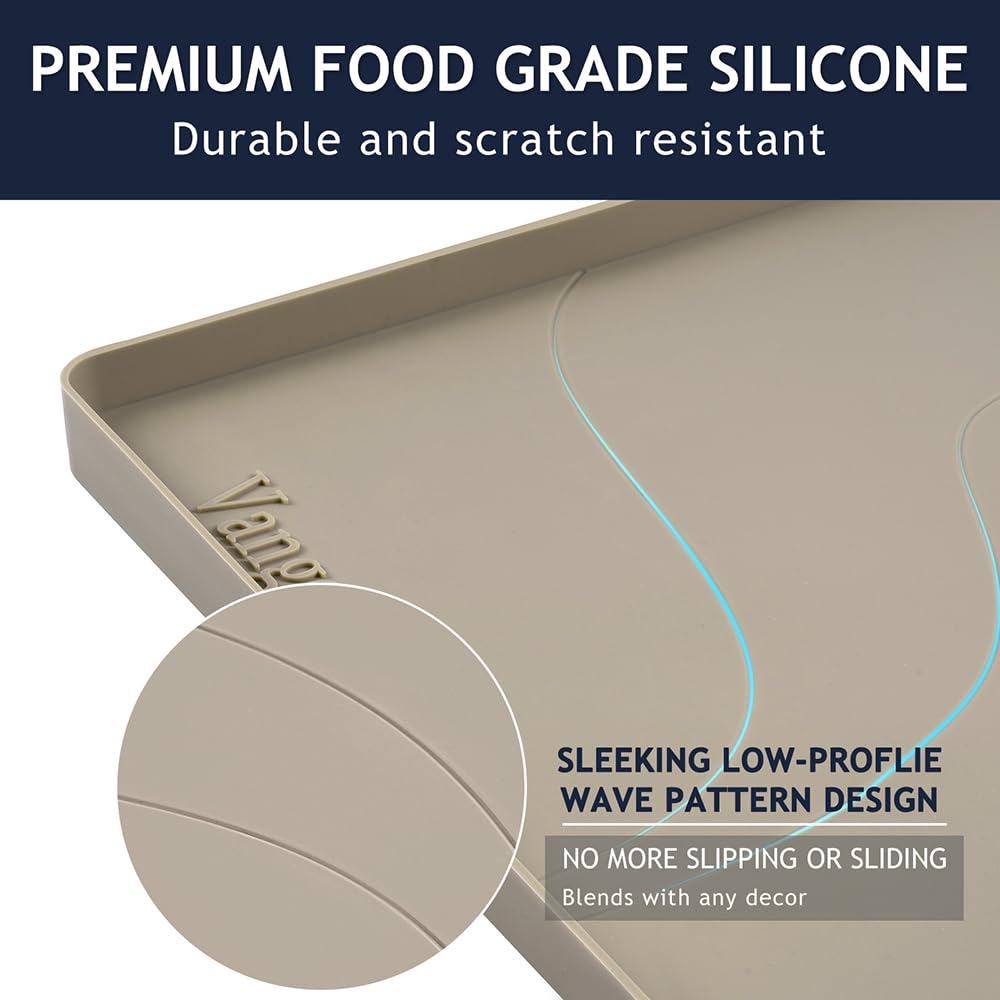 Heavy Duty Silicone Under Sink Mats for Kitchen Waterproof 19" x 19", Extra Thick Under Sink Rubber Mat Drip Tray, Raised Edge Under Sink Liner,Prevent Drips, Leaks, Spills,Beige