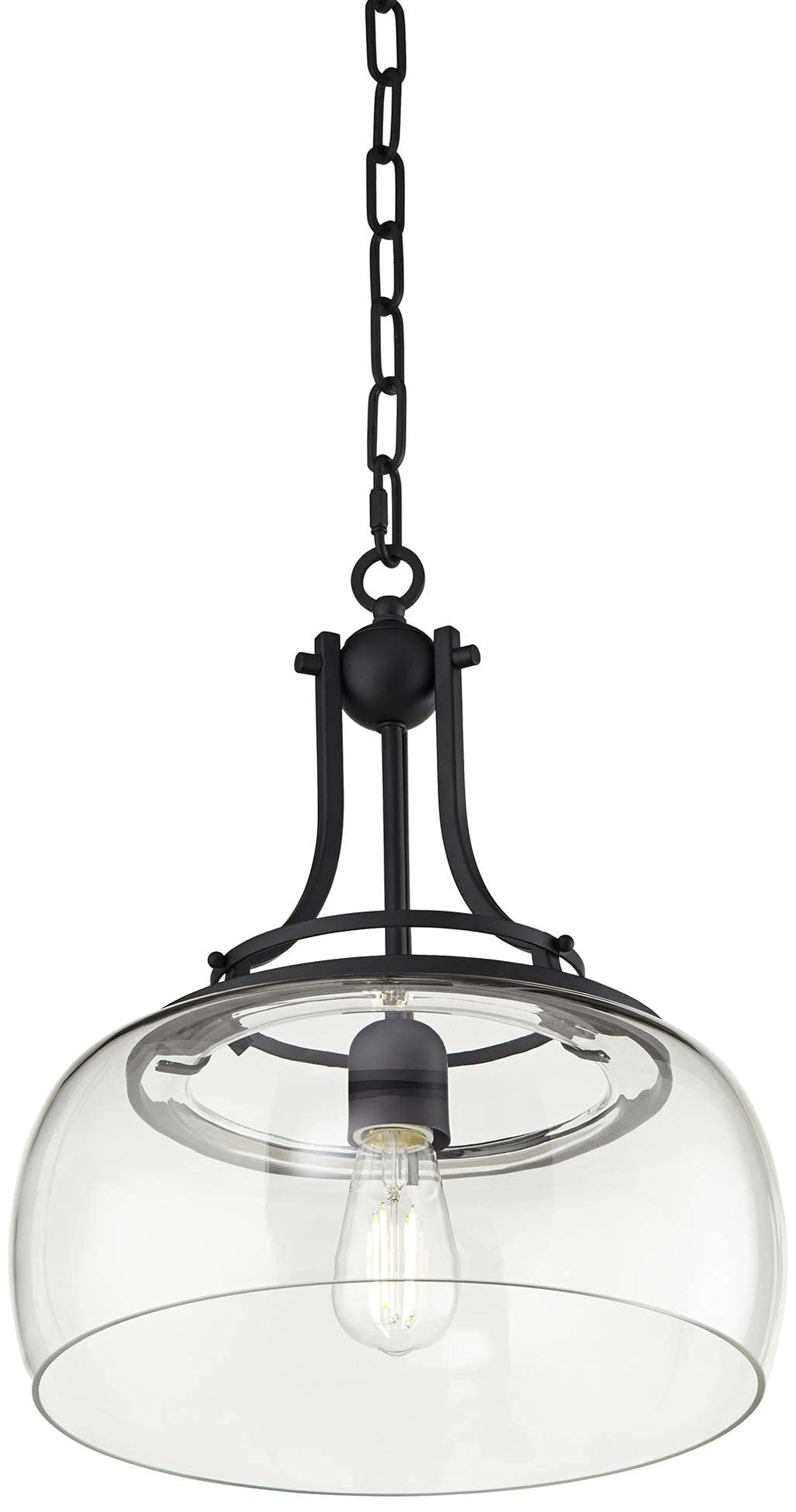 Franklin Iron Works Charleston Satin Nickel Pendant Chandelier 16" Wide Rustic Farmhouse Seeded Clear Glass LED 3-Light Fixture for Dining Room House Foyer Entryway Kitchen Bedroom Living Room