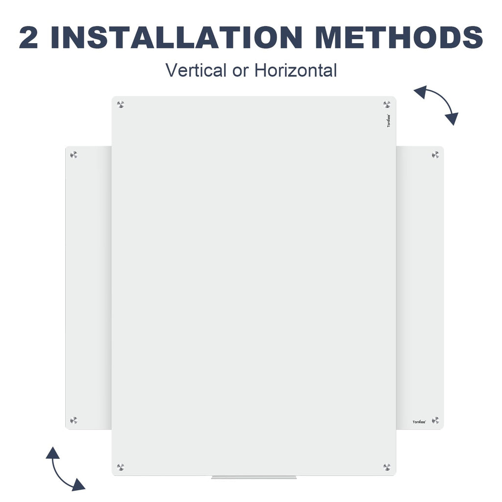 Dry Erase Board Black Magnetic Glass Whiteboard, TANKEE Modern Large Frameless Tempered Glass White Board for Wall, Office, School, Home, 36” x 24”, 3' x 2' White Board