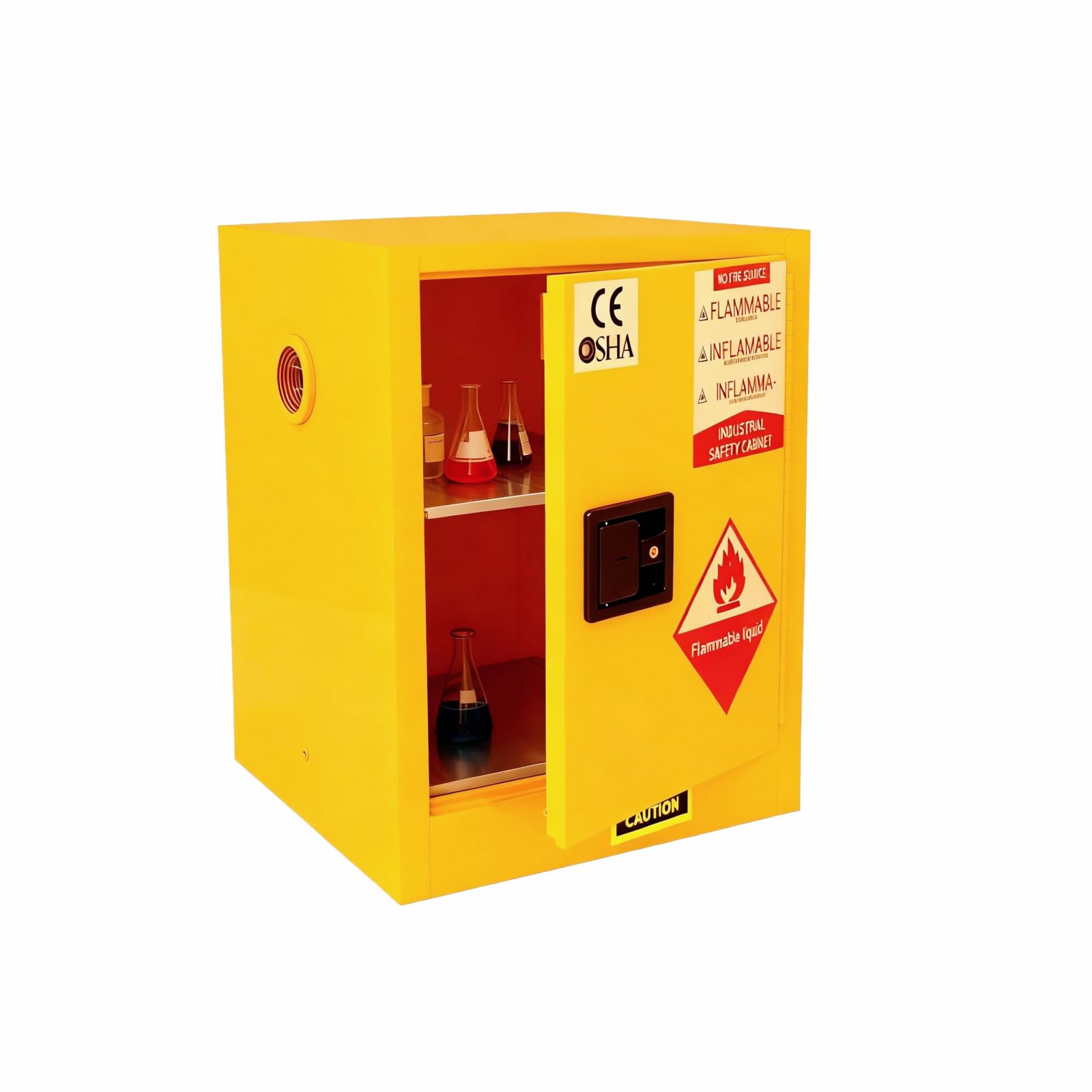 16 Gallon Flammable Storage Cabinet 18"x18"x23", Galvanized Steel, Flammable Safety Cabinet with Adjustable Shelf, for Industrial and Home Use, Yellow