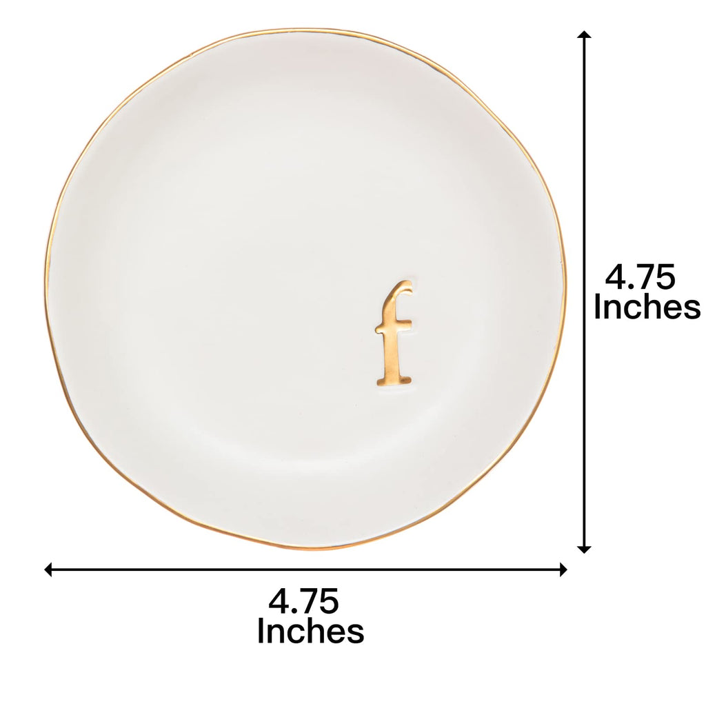 COLLECTIVE HOME - Ceramic Jewelry Tray, Decorative Trinket Dish for Rings Earrings Necklaces Bracelet Watch Keys, Birthday Mother's Day Christmas Gift for Women, 4.75", White Surface (A)