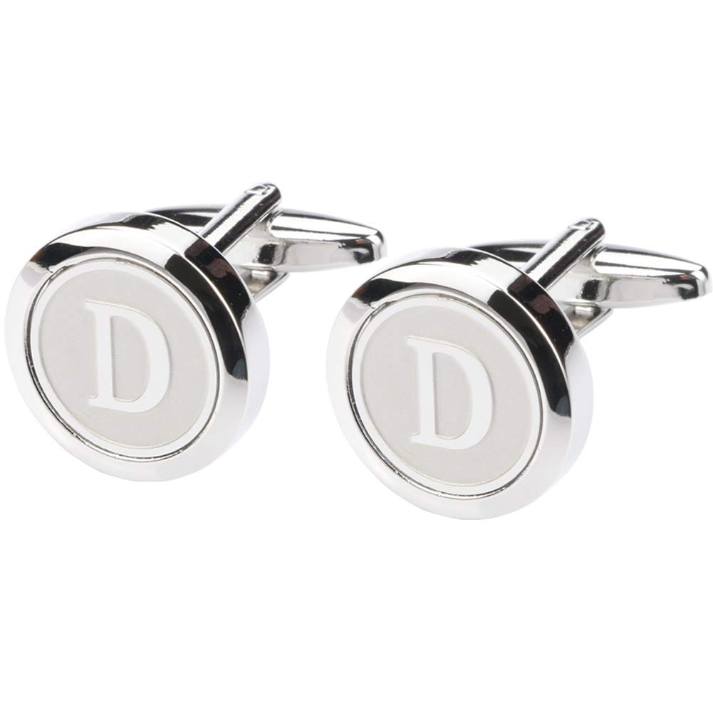 Mens Classic Stainless Steel Initial Cufflinks 26 Alphabet Initial Letter Cufflinks Business Wedding Shirts A-Z