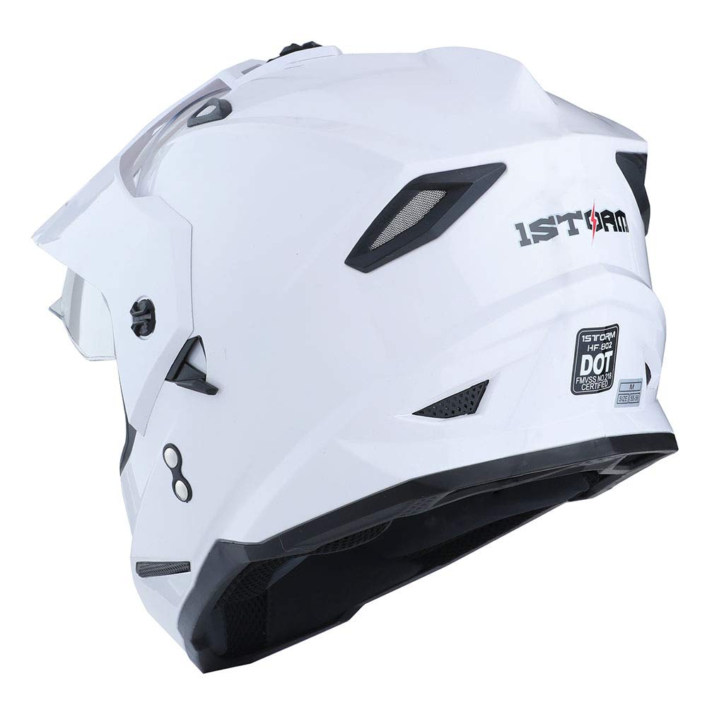 1Storm Dual Sport Motorcycle Motocross Off Road Full Face Helmet Dual Visor: HF802